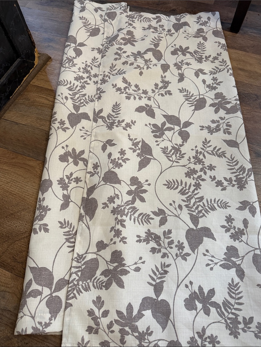 Mainstays Cream Curtain Panel with Taupe Floral Vine
